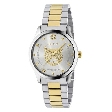 gucci 2 tone ladies watch|gucci g timeless feline.